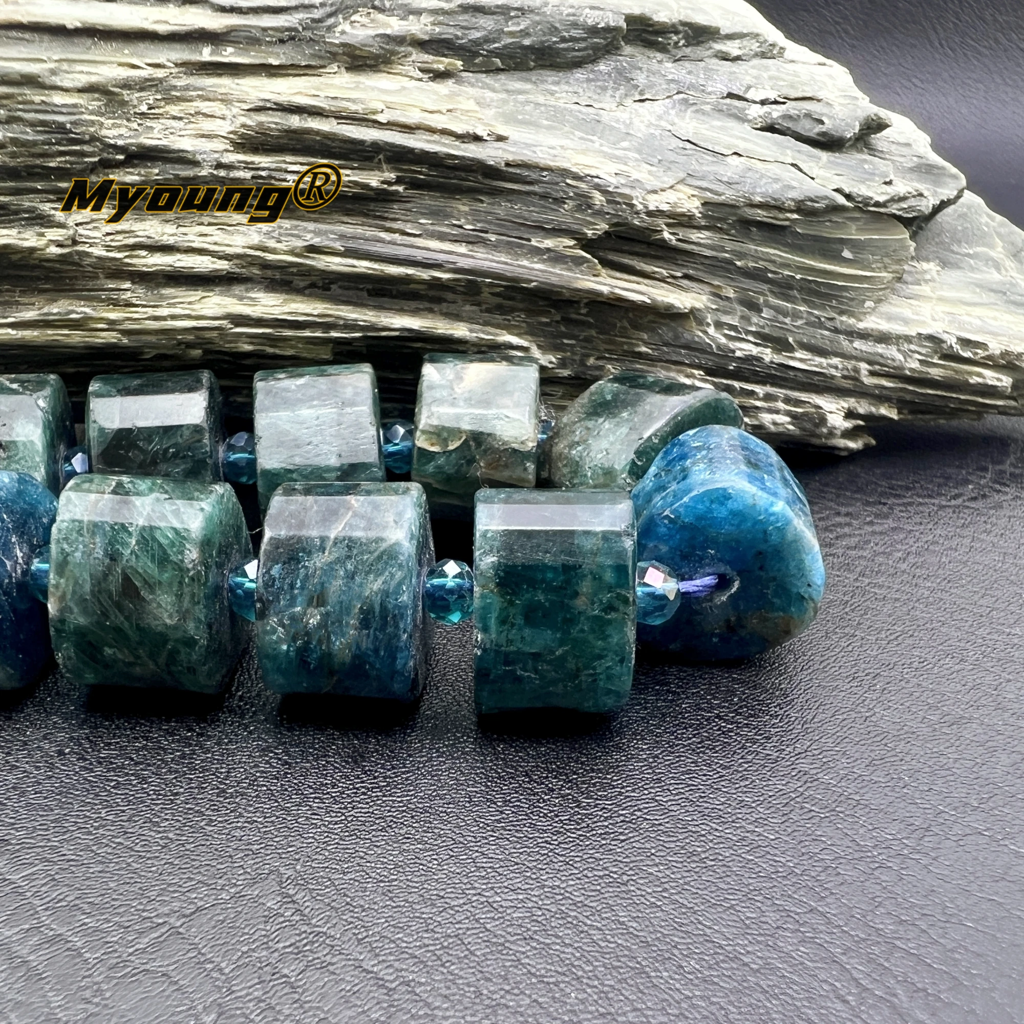 Triangle Shape Natural Stone Blue Apatite Nugget Space Beads For DIY Jewelry Making MY240326