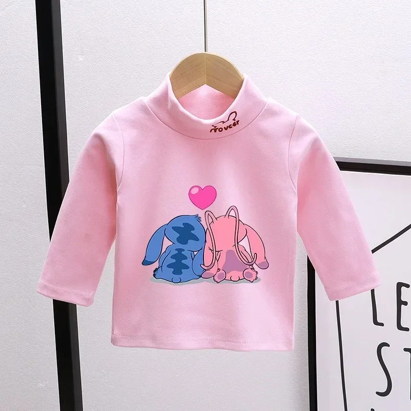 Lilo & Stitch Blouse Angle Undershirt Cute Cartoon Printing High Neck Blouses Boys Girls Birthday Gifts Self-heating Winter Warm