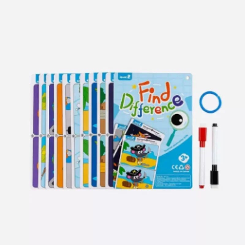 Cartes d'entraînement pour trouver les différences, 10 feuilles/ensemble, réutilisables, jouet éducatif pour l'observation et la concentration
