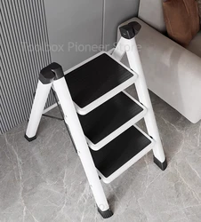 2-3 Step Folding Step Ladder Anti-slip Wide Pedal 330lbs Carbon Steel Multifunction Step Ladder Storage Shelf Flower Pot Stand