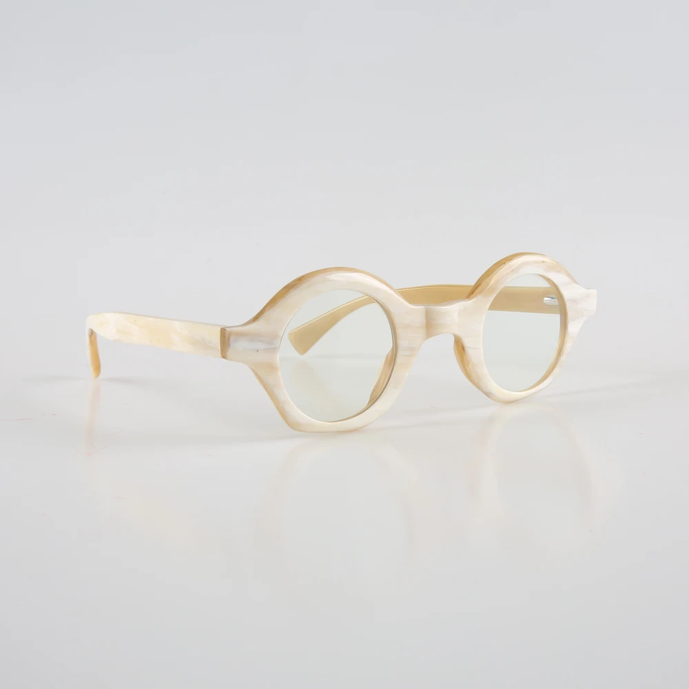 

Eyeglass Frames Unique Handmade White Horn Retro Round Vintage Optical Lenses Eyeglasses Prescription Women's Man Glasses Frames