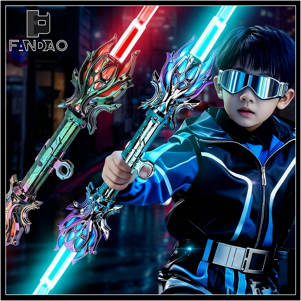 Telescopic Laser Sword Toys 24Color Kids Laser Sword Toy 360 degrees Finger Rotating cool luminous sword model CS Cosplay Prop