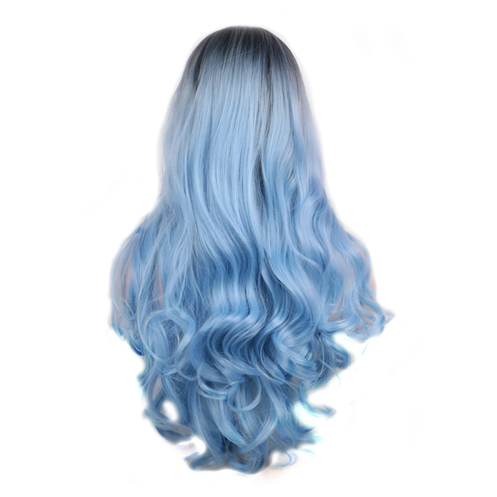 Hot Pink Wigs For White Women Long Wavy Synthetic Wig Heat-Resistant Female Korean Cosplay & Party Wigs Ombre Grey Blue Purple