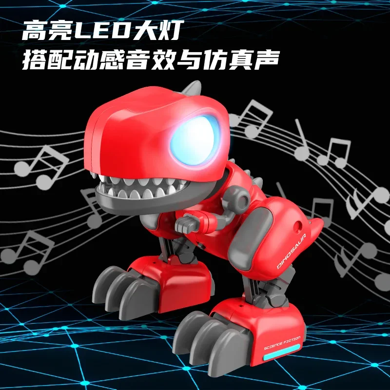 DIY Dinosaur toy Music dance drift Science and educational toys for children LED lighting dinosaur simulates sound Boy gift