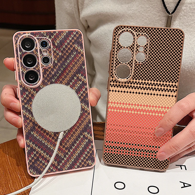 Carbon Fiber Texture Magnetic Phone Case For Samsung Galaxy S26 S25 S24 Ultra S25 S23 FE A57 A56 A37 A17 A55 A26 A36 A35 Cover - view 3