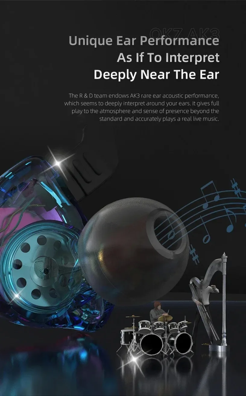 QKZ AK3 HiFi 3,5-mm-Kopfhörer mit Mikrofon, Bass, Geräuschunterdrückung, für Sport, Gaming, Musik, Stereo-Sound, Ohrhörer – Detail 9