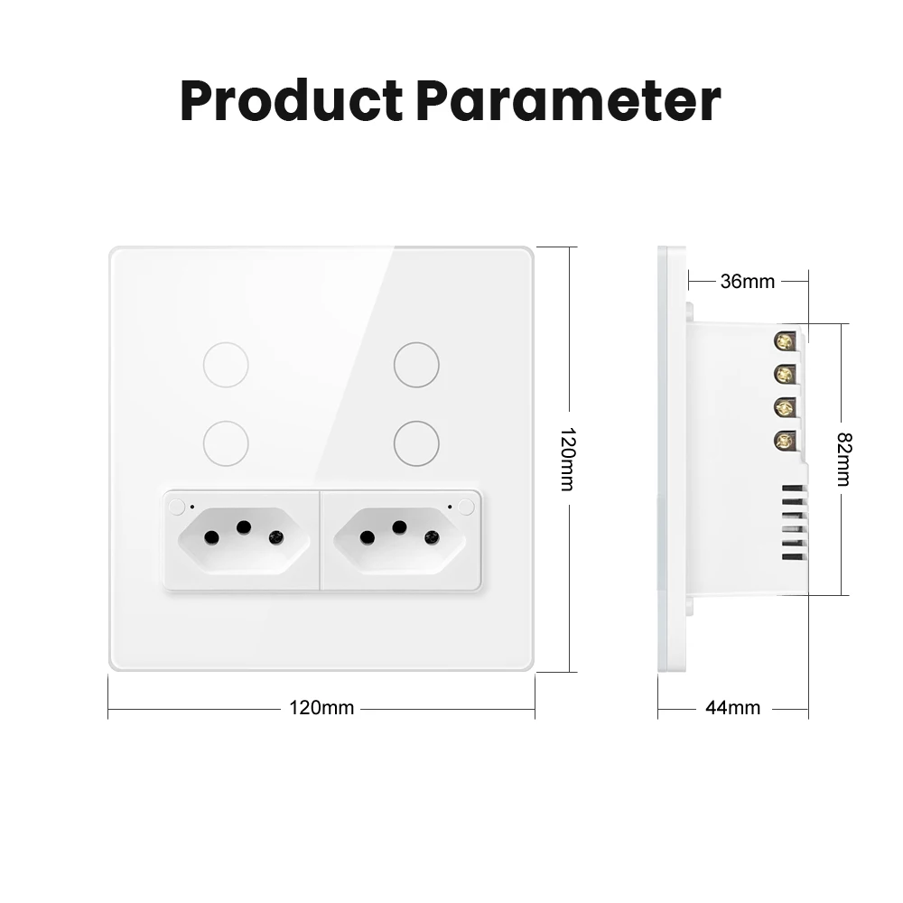 AVATTO Tuya WiFi Smart Switch e presa, pannello in vetro 4 x4 interruttore a 4 pulsanti con presa 16A funziona con Alexa Google Home