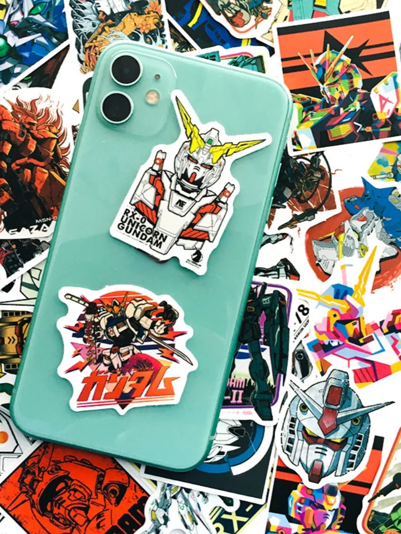 50 Classic Gundam Anime Stickers, Suitable for Laptops, Phone Cases, Skateboards, Water Bottles, Suitcases, DIY Decorative Stickers for Kids and Teen Fans