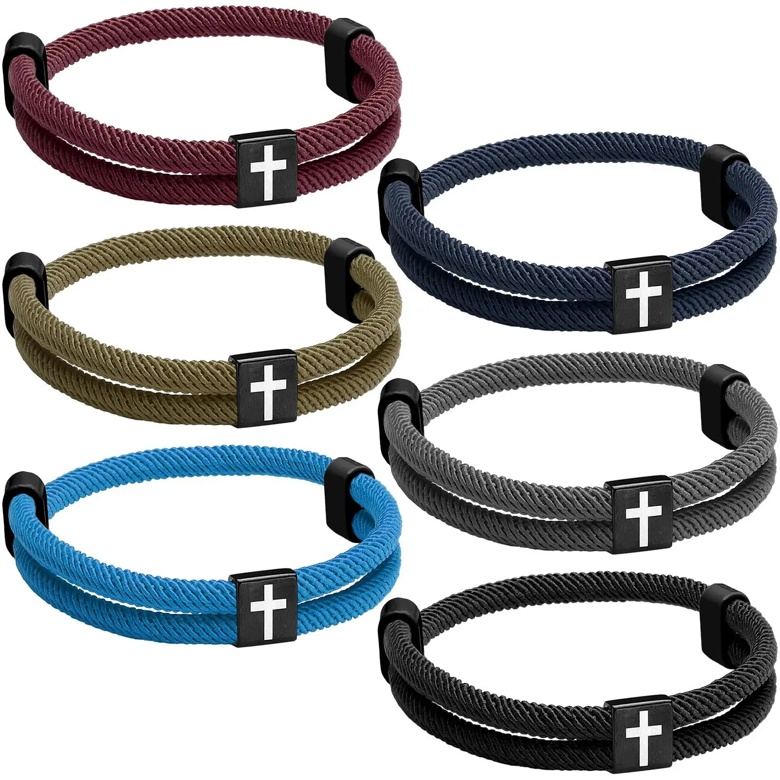 1PC/Set Adjustable Faith Fashion Cross Hand Woven Bracelet For Men Women Give You Confidence Communion Easter Gift