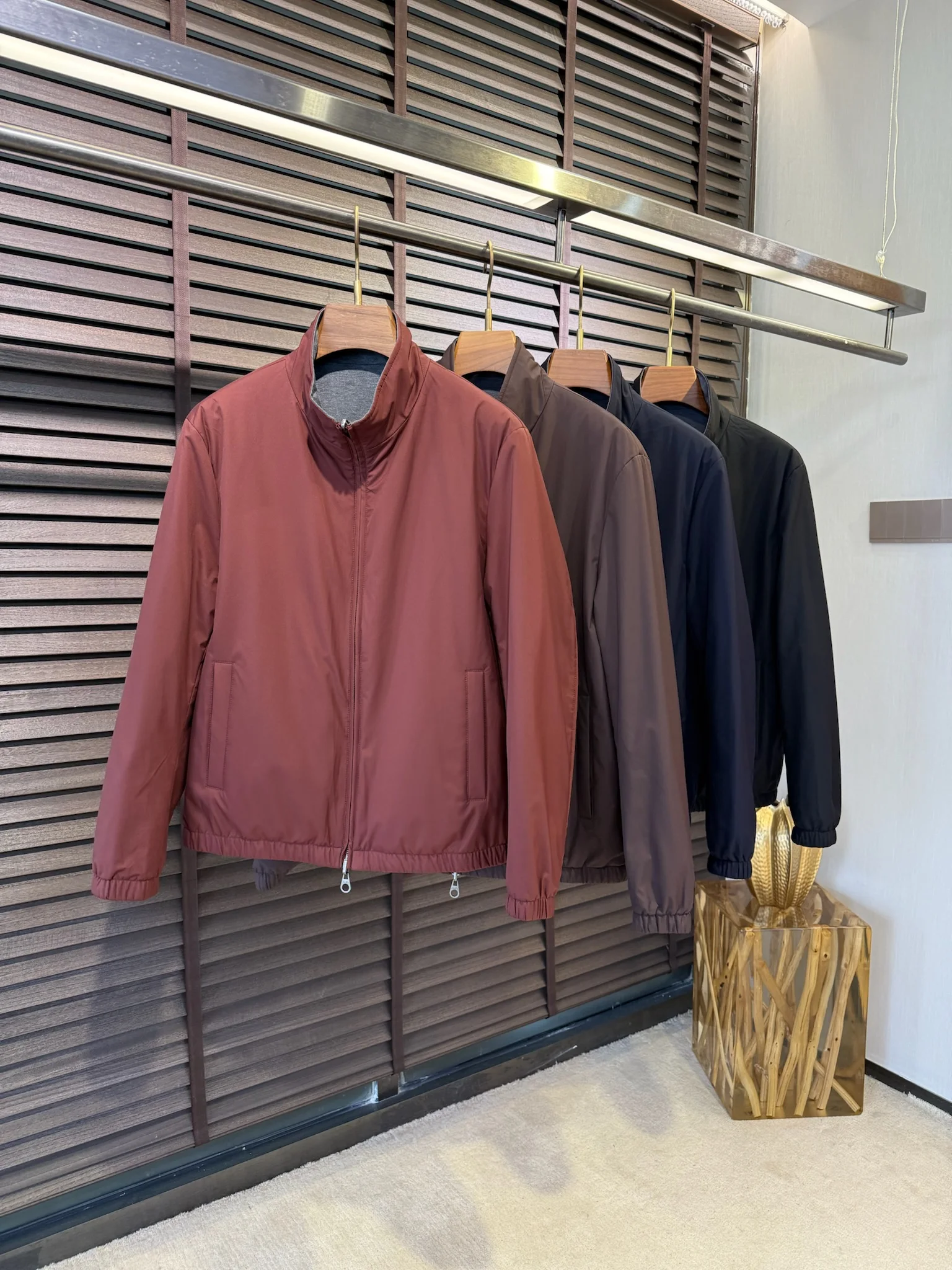 

Cashmere double-sided jacket LP Italian 25 spring and autumn stand-up collar simple business casual waterproof jacket