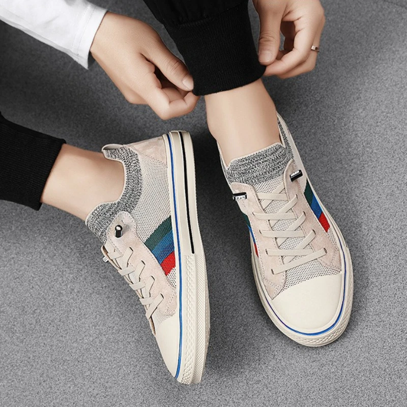 الصيف أحذية قماشية رجالية فاخرة شبكة تنفس أحذية رياضية كاجوال مريحة شقة الانزلاق على الأحذية مصمم العلامة التجارية كروسوفكي موخيزلي