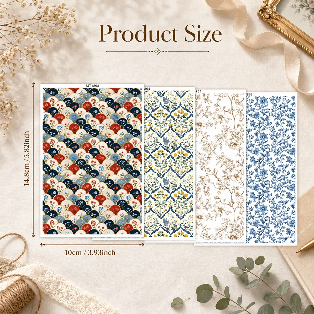 Colored Pattern Vintage Floral Butterfly Painted Pattern Polymer Clay Watercolor Transfer Paper Pottery Earrings Jewelry Sticker
