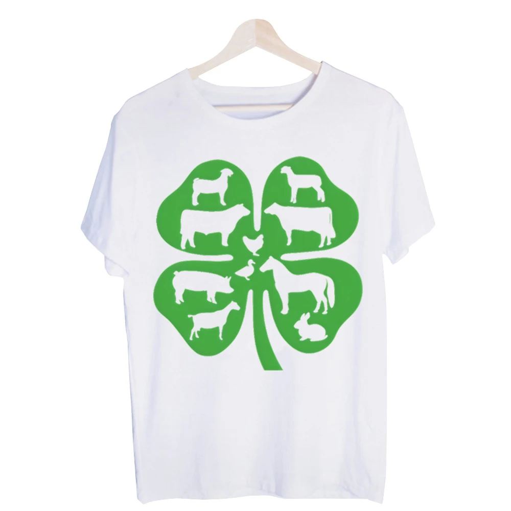 Men's Farm Animal Clover Graphic Tee, Short Sleeve Crew Neck T-Shirt for Casual Daily Wear