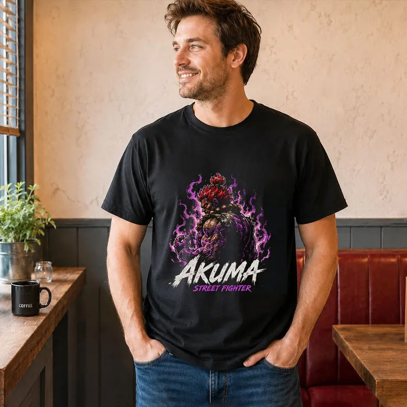 Akuma Street Fighter T shitr Cool Anime Gamer Gift 0813 Retro Arcade Fighting Game Tee Hadouken World Warriors Unisex Top S-6XL