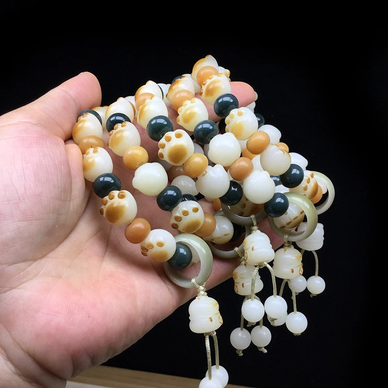 Natural Bodhi Root , Cat Paw Design Bracelet, Sweet and Cute Style, Popular on Little Red Book