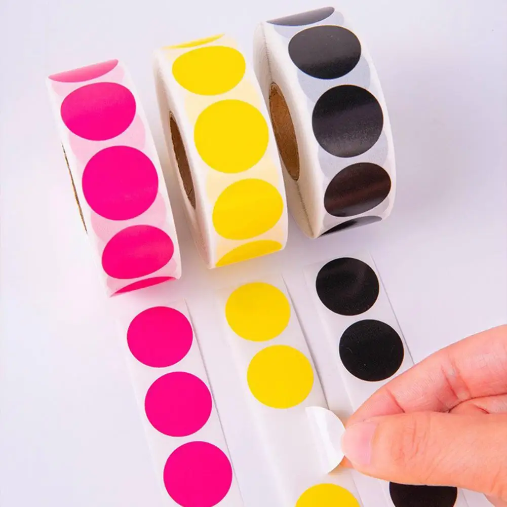 防水ステッカー オフィス教室クラフト用のカラフルなドットステッカー カラーコーディング用防水ラウンドラベル プレミアム粘着
