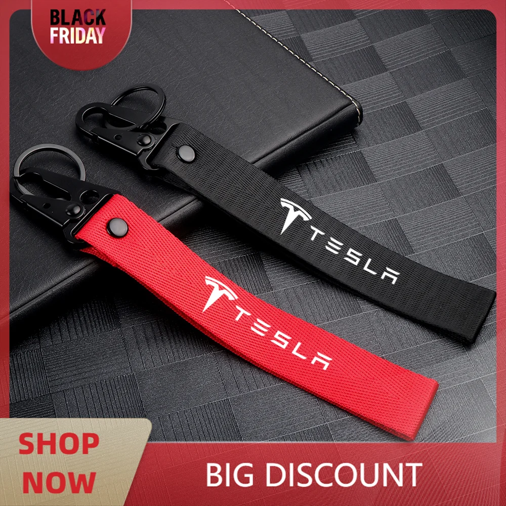 1Pcs Car Nylon Key chain Ribbon Lanyard  KeyRings For Tesla Model 3 Model S Model X  Coil Mod WYE K80 Roadster Invader  Mod WYE