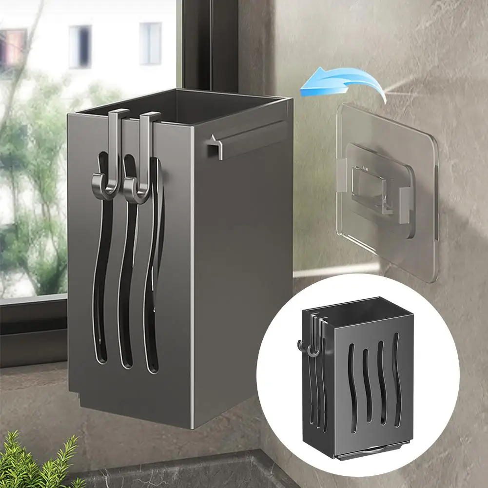 Multifunctional Kitchen Utensil Plastic Rack Wall-Mounted Draining Fork Chopstick Holder Plastic Spoon Box Freestanding