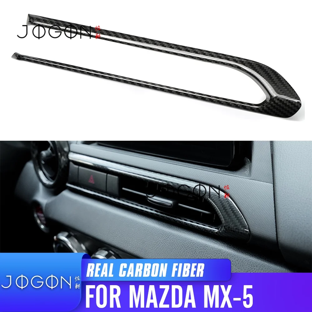 

Углеродное волокно, салон автомобиля, центральная консоль, вентиляционная полоса, накладка, аксессуары для Mazda MX-5 MX5 Miata 2016-2023