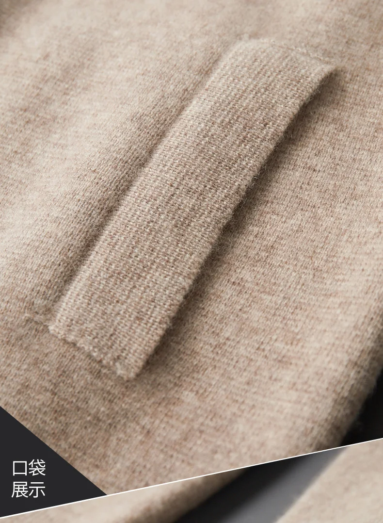 Herren Strickjacke reine Kaschmir jacke Revers Strick pullover mit Reiß verschluss, locker verdickte Langarm Business Casual Herbst Winter – Detail 6