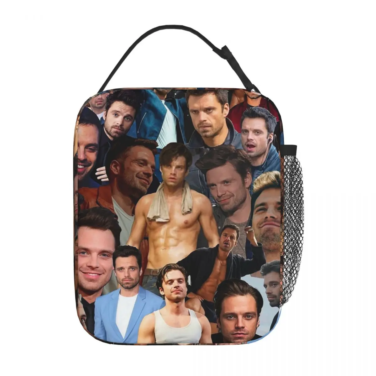 Sebastian Stan Photo Collage Insulated Lunch Bag for Women Kids Portable Food Boxes Thermal Lunch Box Tote