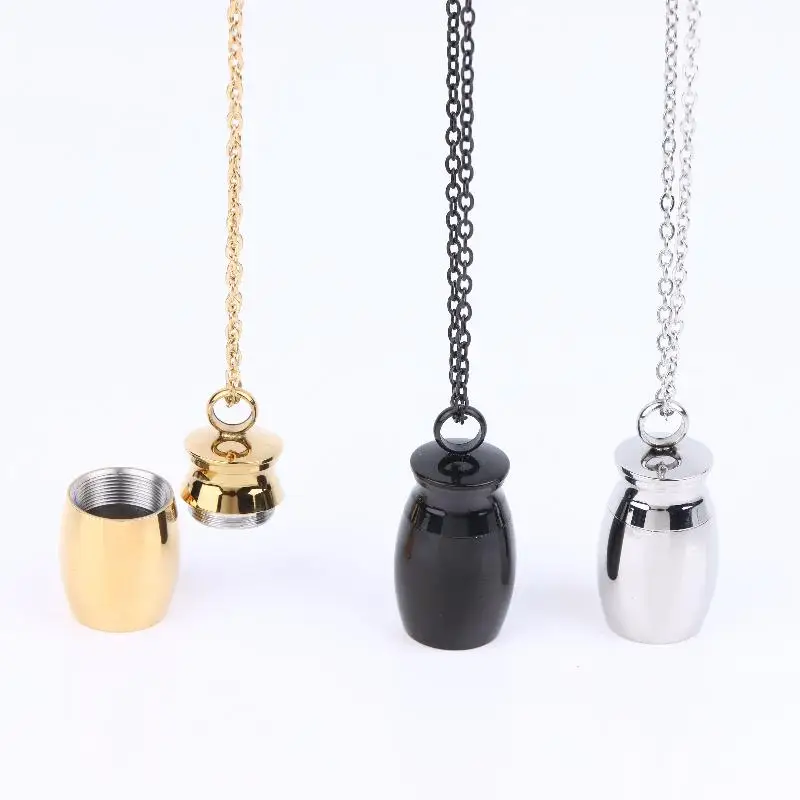 

Mini Bone Ash Pendant Removable Stainless Steel Cinerary Urn with Necklace Well Sealed Memorial Pendant Jar