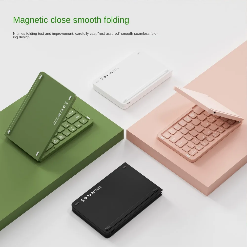 Lightweight Bluetooth Folding Keyboard Rechargeable Ultra-thin Wireless Notebook Keyboard Portable Colorful
