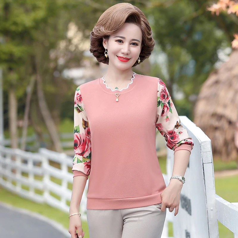 Spring Style Chiffon Blouses Shirts Lady Long Sleeve Female Pullover Autumn Casual O-Neck Patchwork Chiffon Blusas Tops