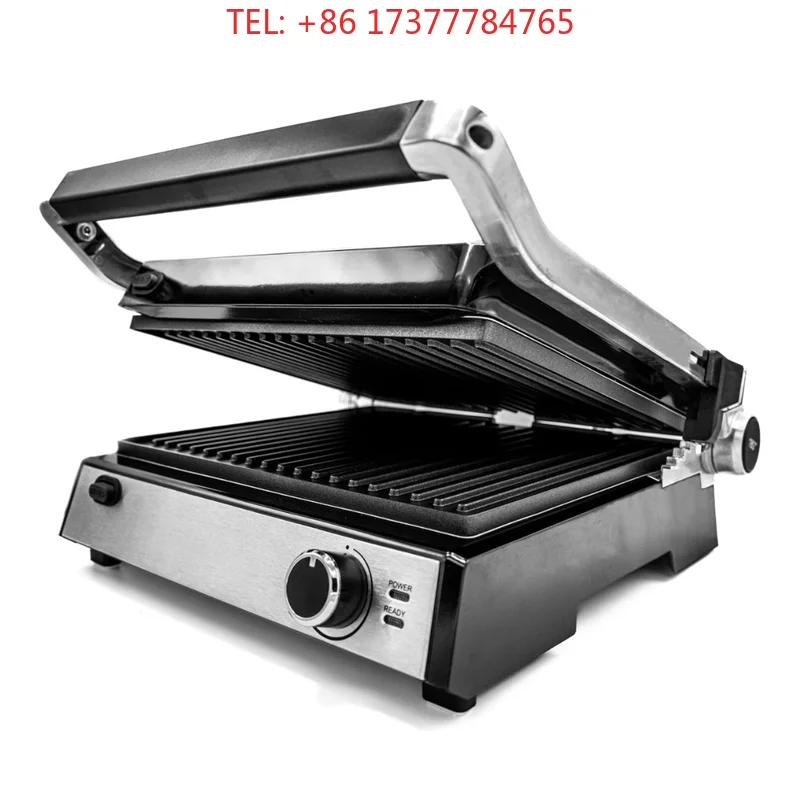 Stainless Steel Contact Grill 3-in-1 Sandwich Machine with Removable Plate, Temperature Adjustable 4-Piece Panini Press