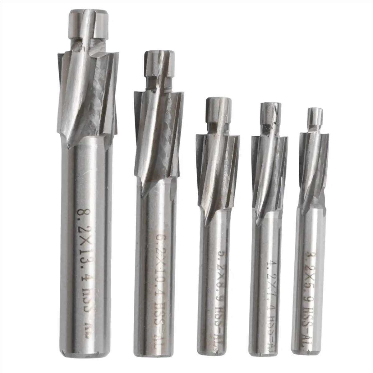 A812Z~5Pcs HSS Counterbore End Mill M3-M8 Pilot Slotting Tool Milling Cutter Countersink End Mills