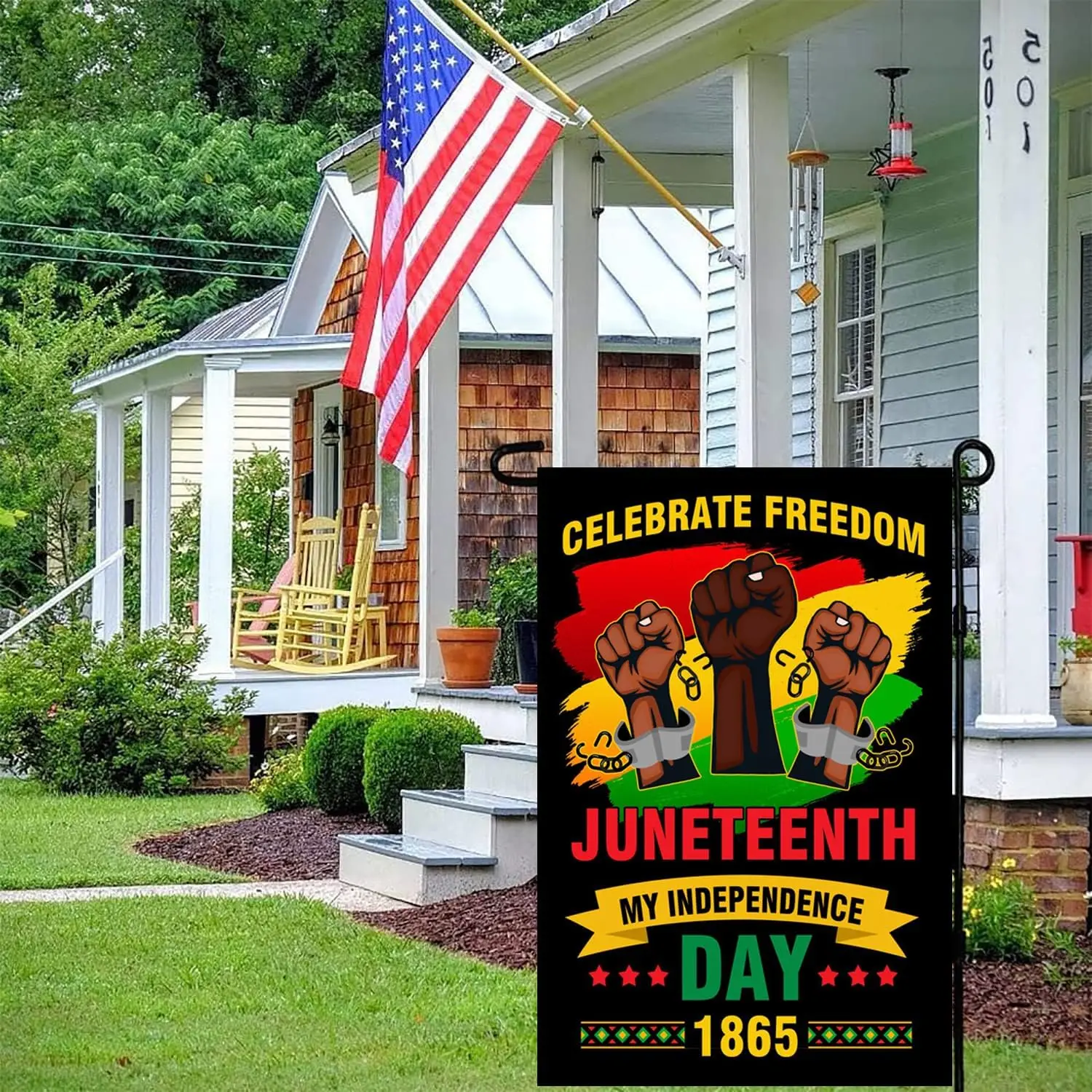 Juneteenth Flag June 19 1865 American Emancipation Black Freedom Celebration Yard Outdoor, Garden Flag 12x18 Double Side, Junete