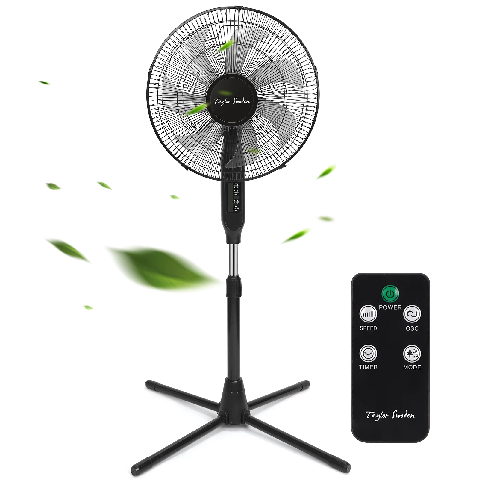 مروحة أرضية قائمة 7 شفرات ارتفاع قابل للتعديل مع مؤقت + جهاز تحكم عن بعد