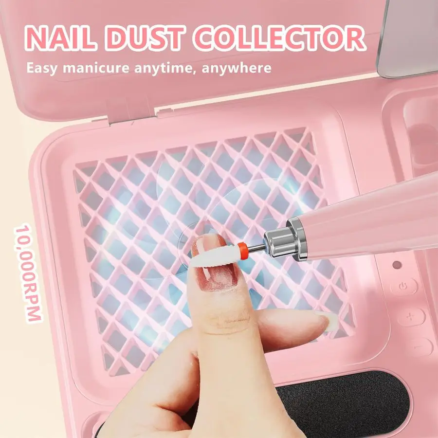 Kit elétrico da broca do prego do coletor de poeira, coletor de poeira do ventilador do prego do vácuo com pano de filtro reutilizável, máquina portátil da broca do prego k