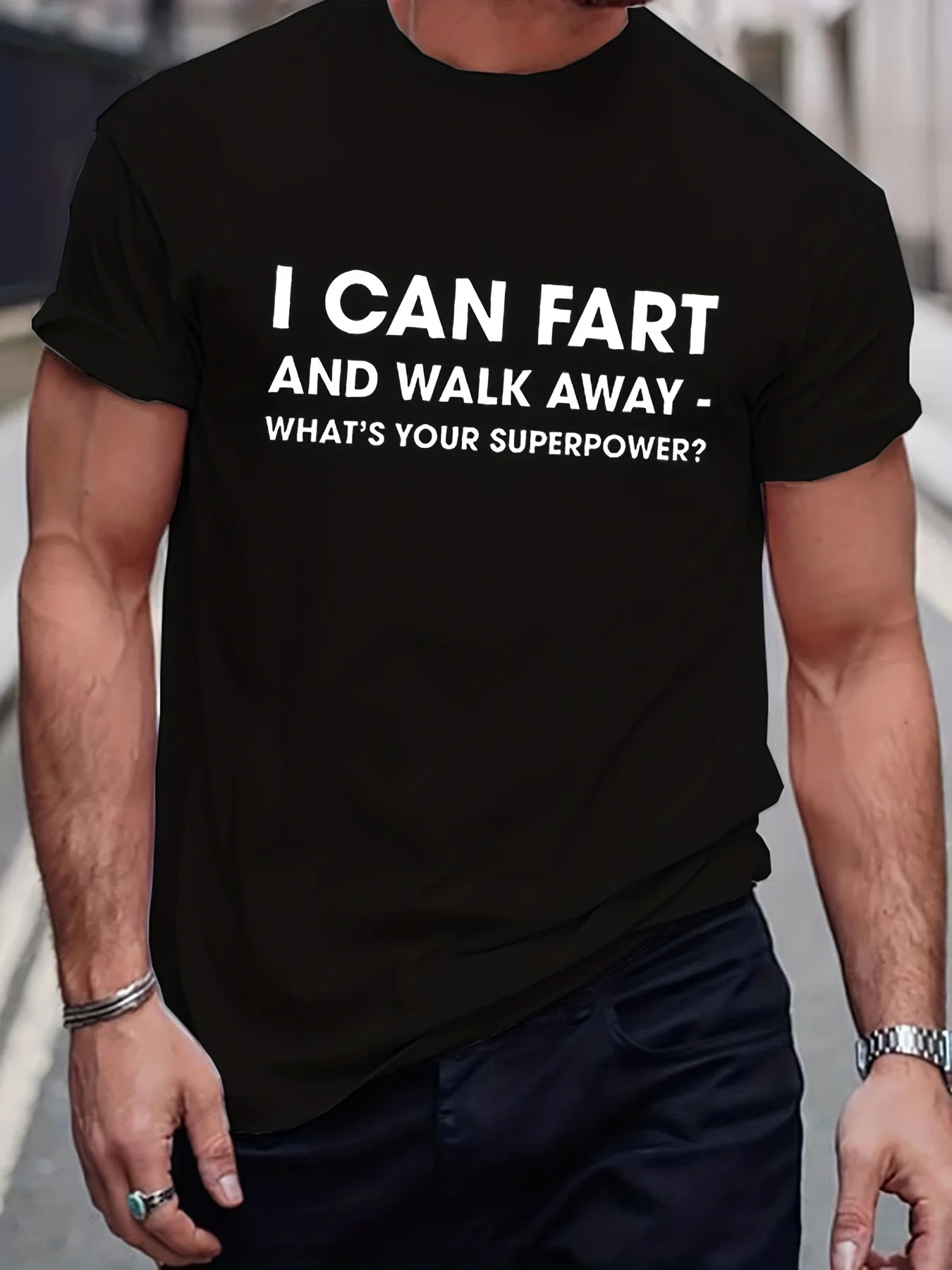 

Men's "I CAN FART AND WALK AWAY" T-shirt, Round Neck Tee Casual Clothing, Spring And Summer