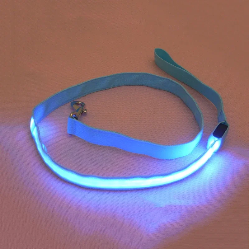 LED Pet Nylon Dog Leash Light Night Safety Flashing Glow in The Dark Dog Leash Mesh Pet Leash Rope 120cm