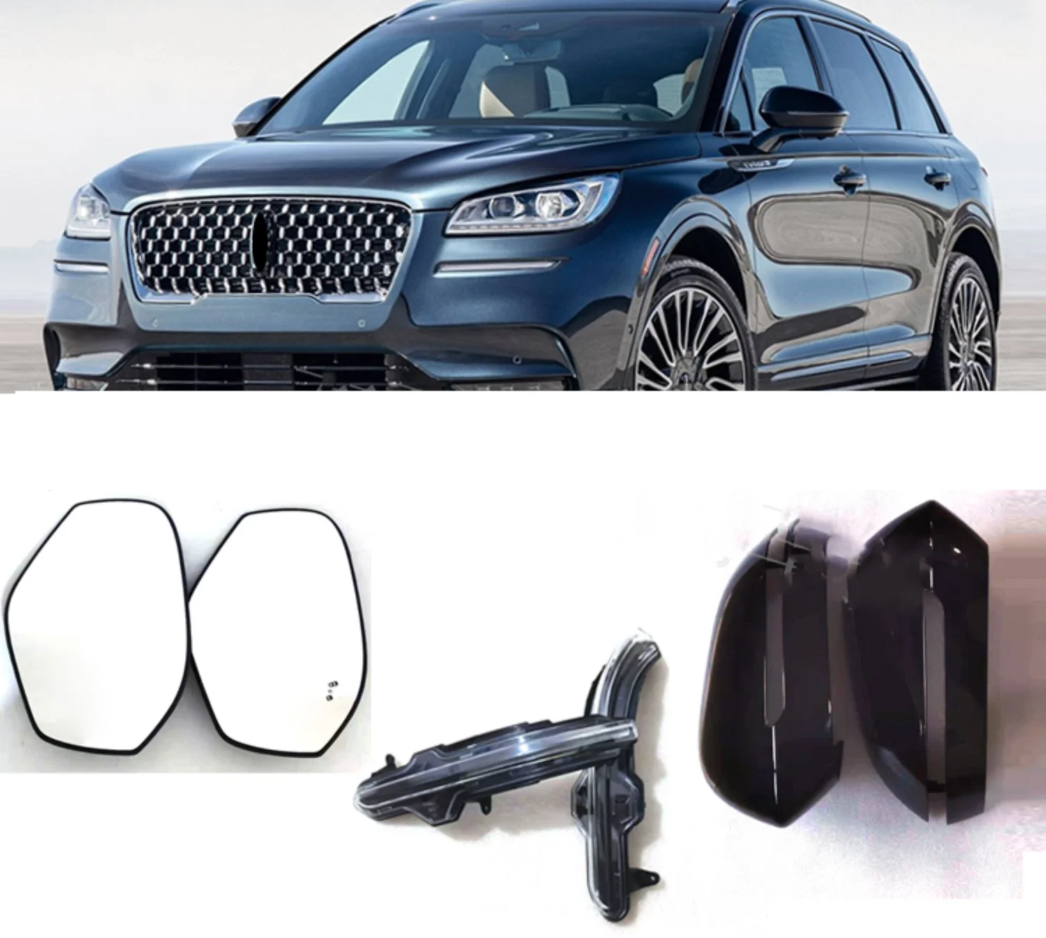 

Car Side Rear View mirror cover Led Turn Signal Heating Blind Spot for Lincoln Corsair