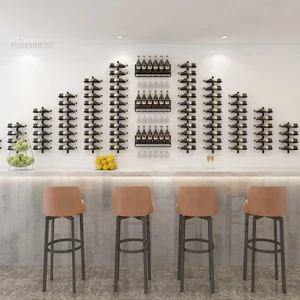 - Ev yaratıcı duvara monte raf şarap, ışık lüks demir, bar dolapları, ev oturma odası, dekor raf, şarap dolabı, ekran l l l l 6 Büyük satış barı şarap mahzeni duvar montajı-no. 4