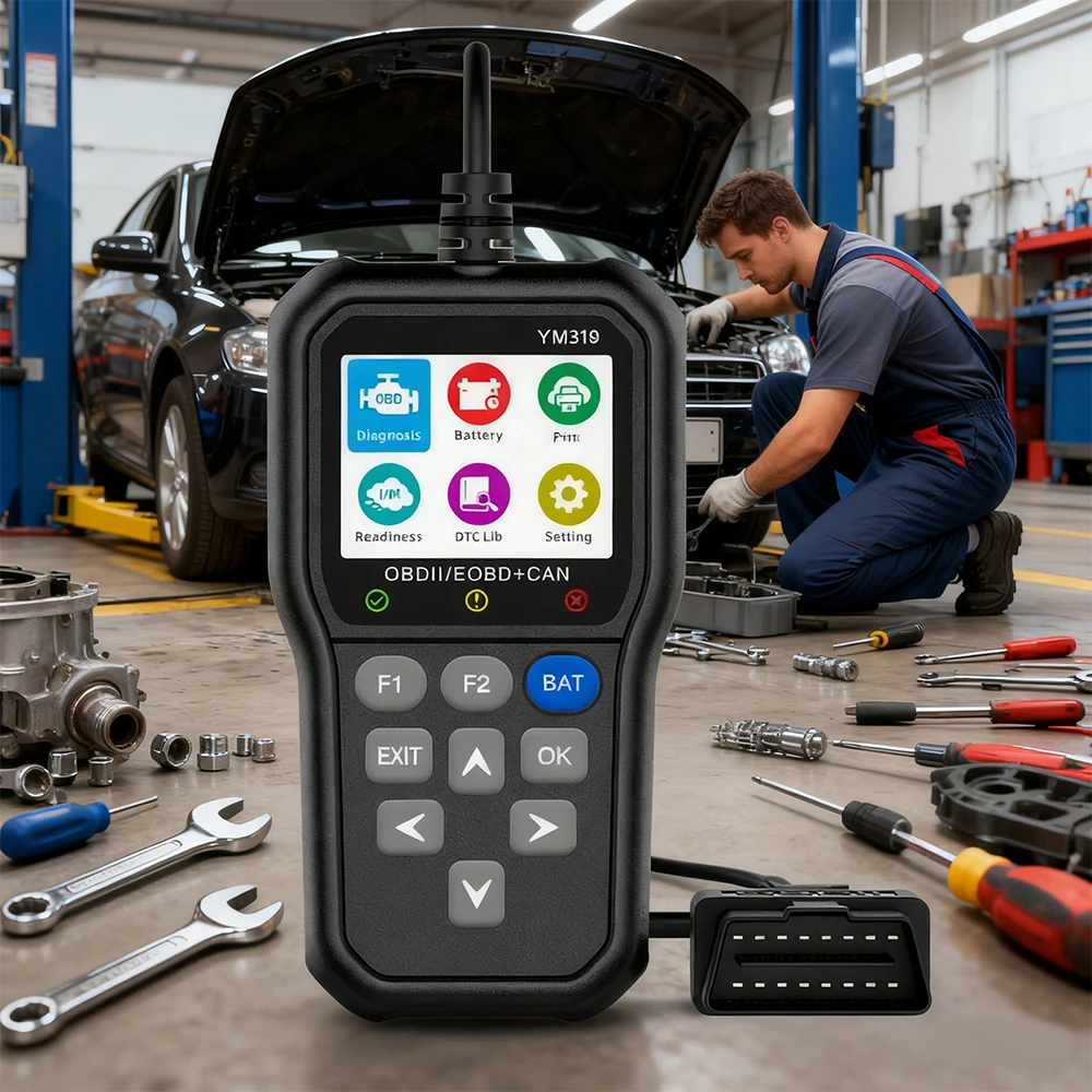 

2025 NEW OBD2 Scanner Multi-language Clear/Erase Codes Check Engine System Battery Tester Code Reader Car Diagnostic Tool YM319
