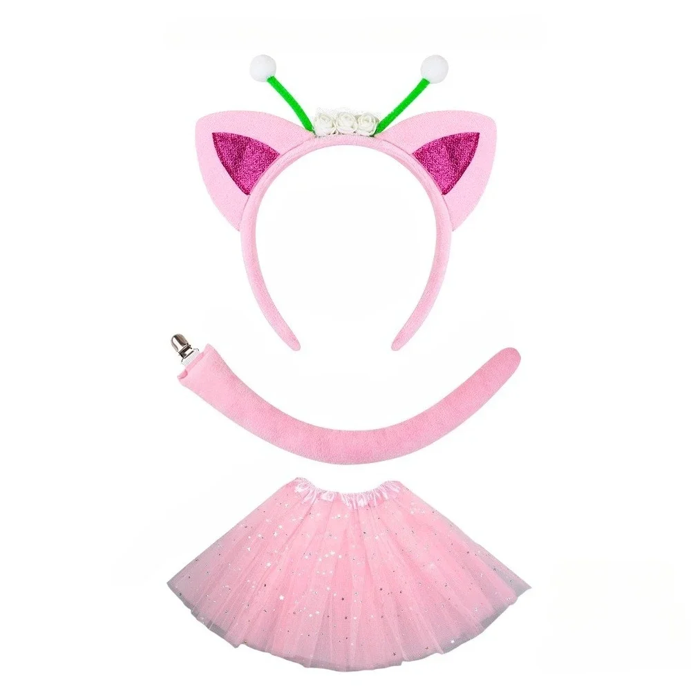 

Женский костюм с кошачьими ушками и животными для девочек, повязка на голову, юбка-пачка, косплей для вечеринок, Хэллоуина, сценический реквизит