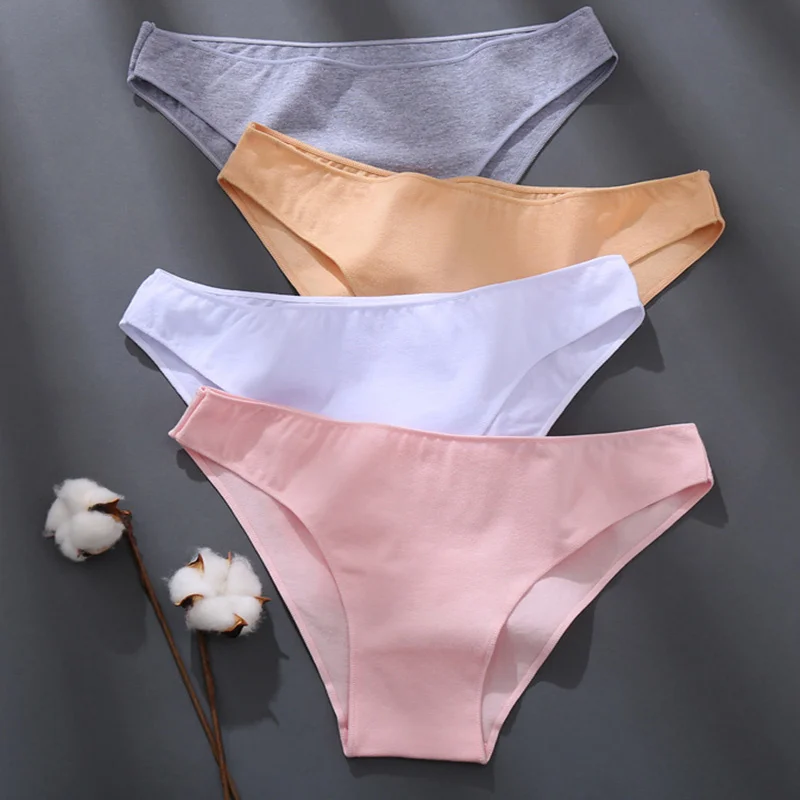 Women Sexy Cotton Panties Solid Color Underwear Simple Style Briefs Low Waist Breathable Panties Female Soft Intimates Lingerie