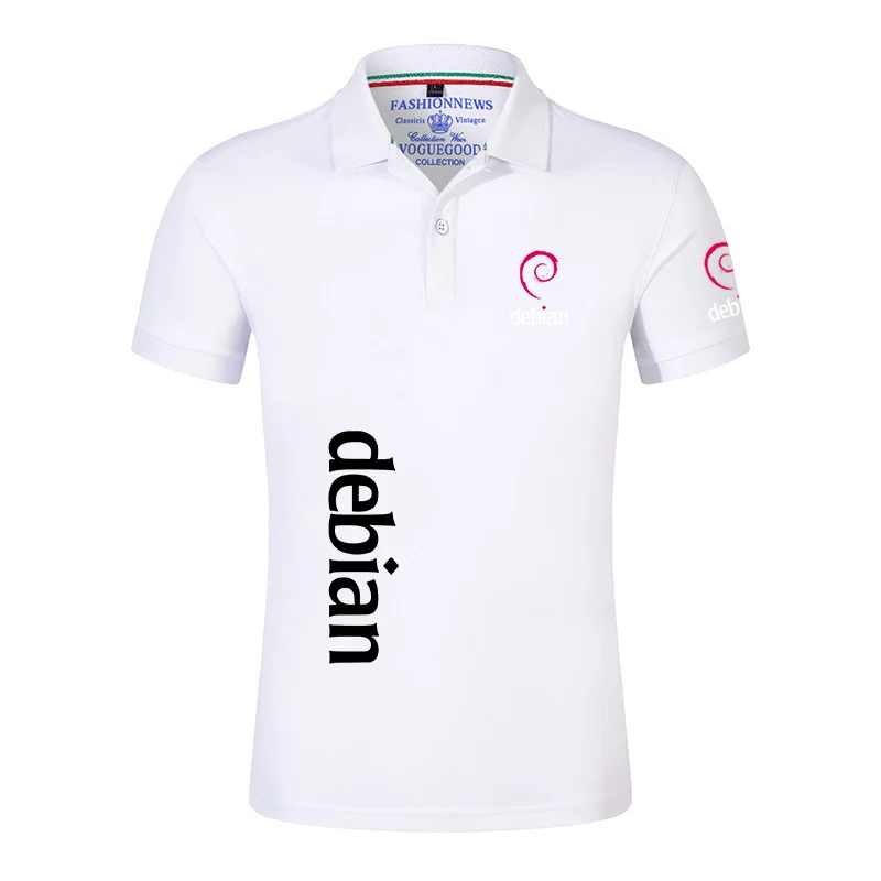 2024 Linux Debian New Men's Fashion Printing Summer Short Sleeves Solid Color Classic Casual Slim Ordinary Polo Shirt Tops