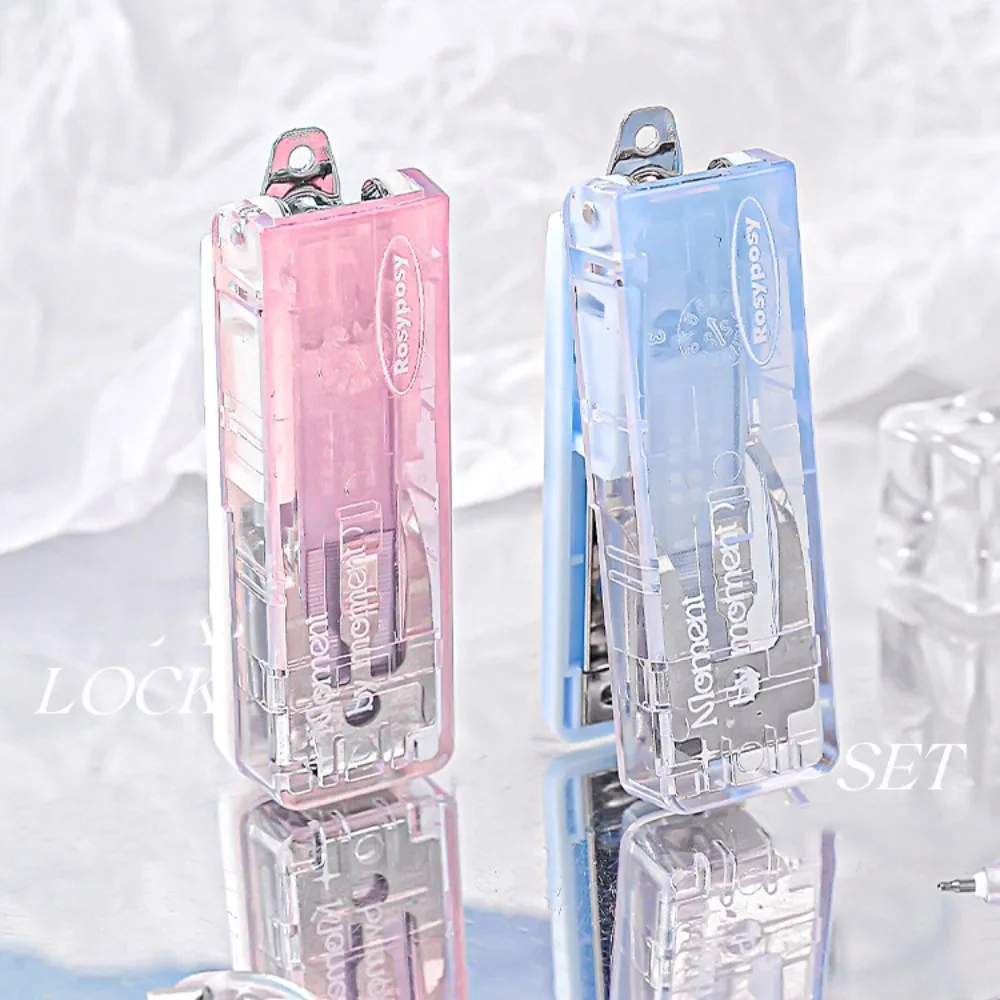 Bookbinding Tool Transparent Mini Stapler Lightweight Clamp Stapler Gradient Stapler Portable Creative Mini Stapler Simplicity