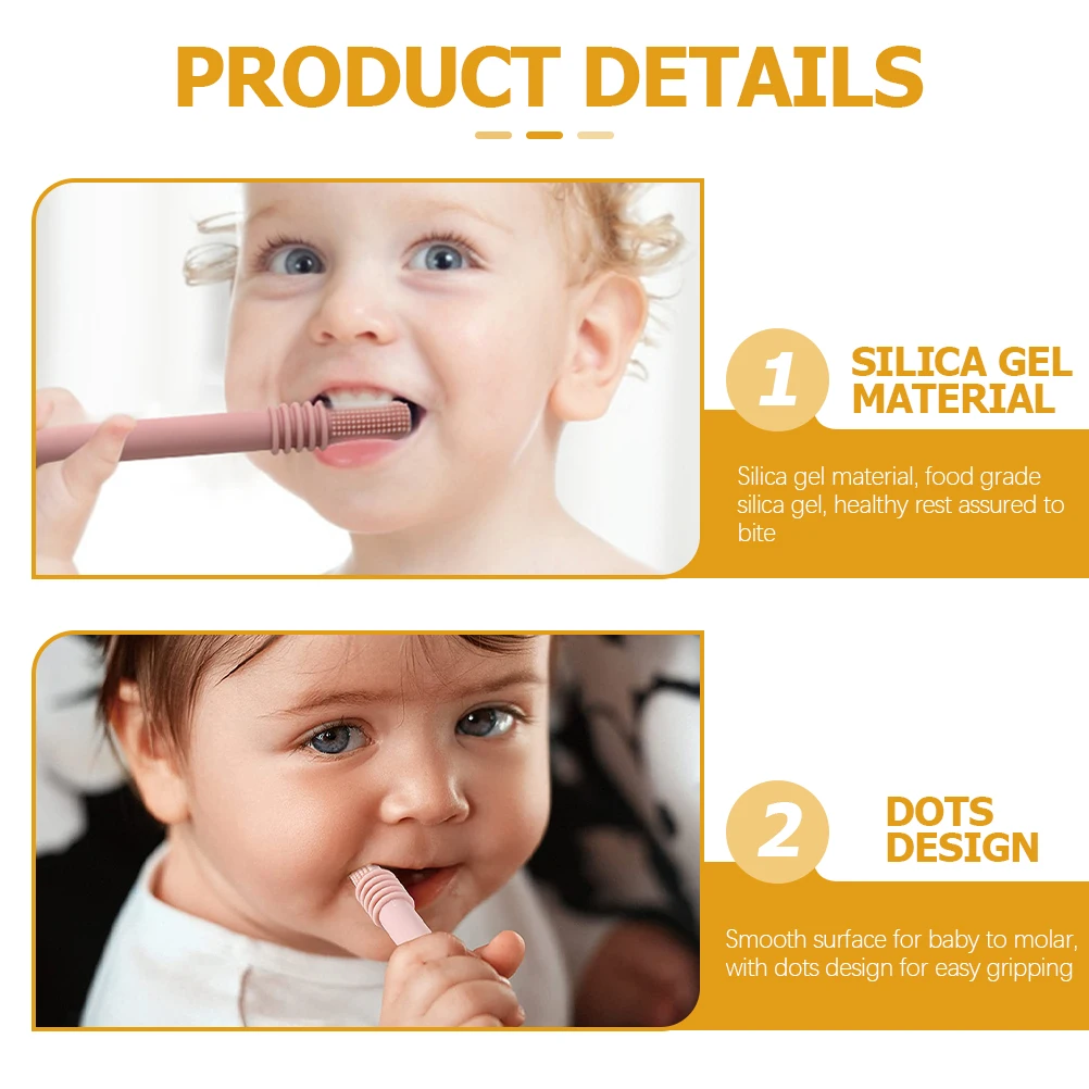 

6pcs Teething Stick Oral Chew Toys Silicone Straws Baby Sticks Toddlers Teether Molar Pink Yellow Purple Green Blue Gray