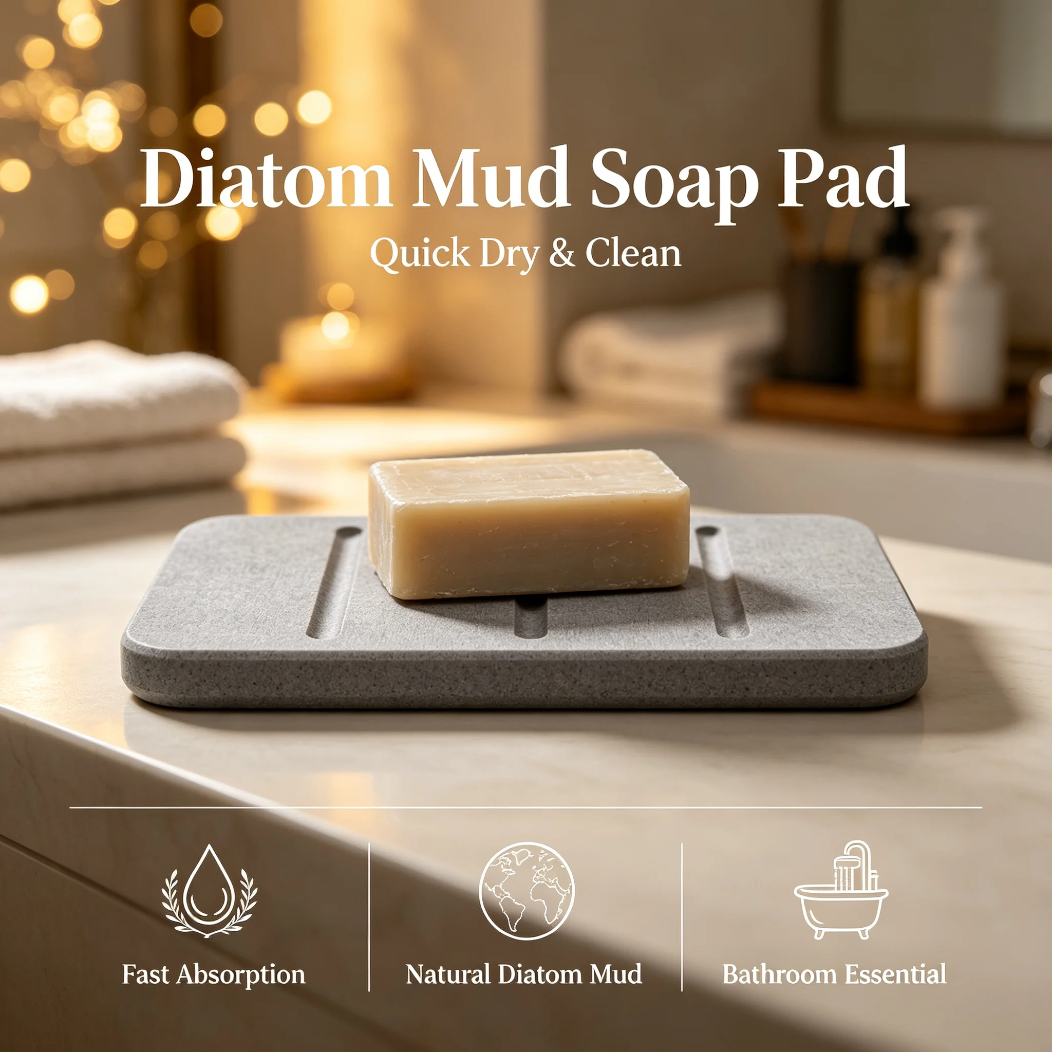 Home Bathroom Mats - Portasapone in Terra Diatomacea, Tappetino Assorbente