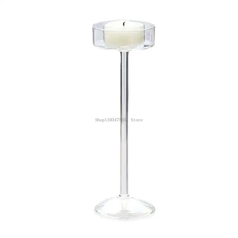 European Clear Glass Holder Footed Vase Goblet Stand Long Stem High Candlestick Centerpiece Decoration