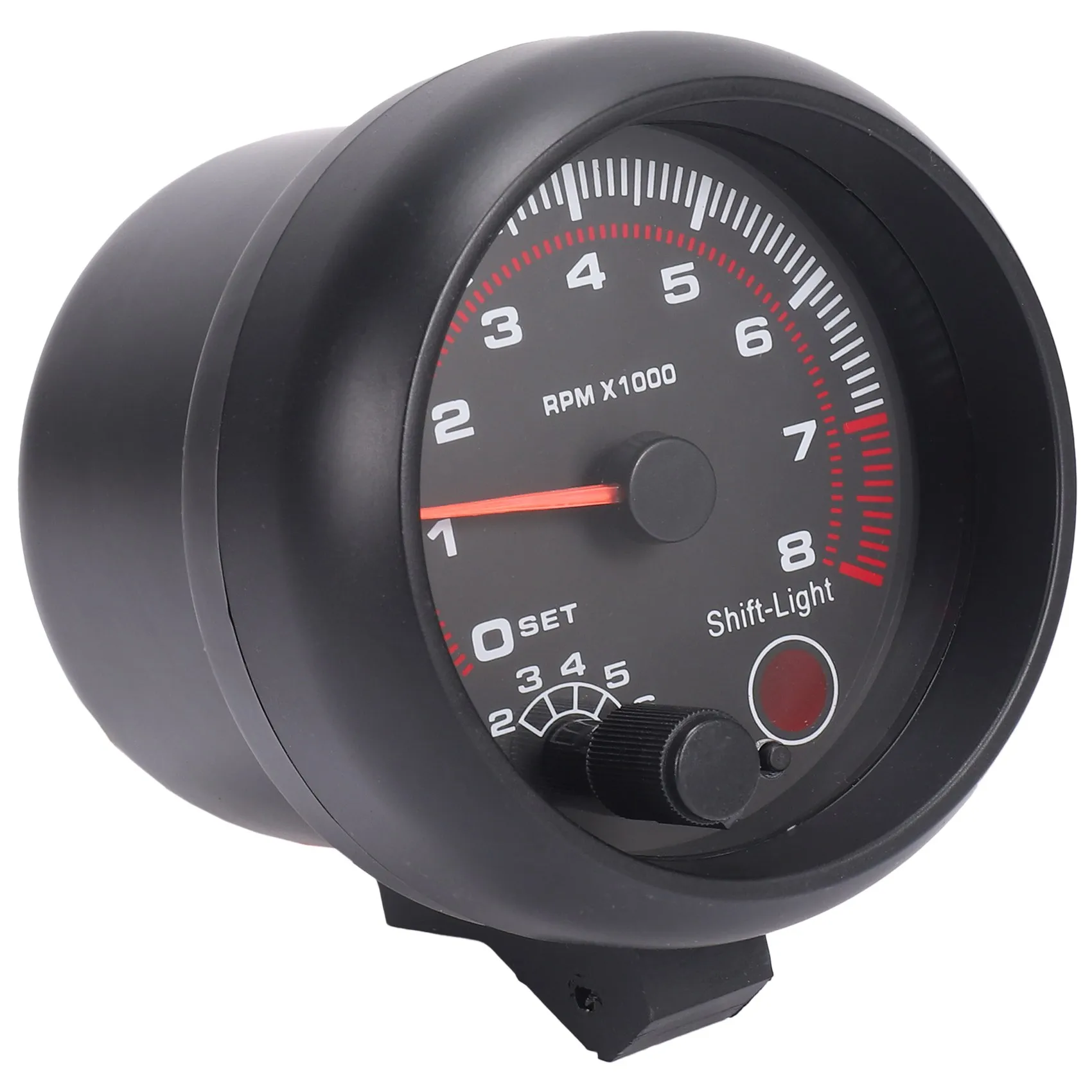 

ABXV-Universal 3.75 Inch 12V White LED Backlit Tachometer Gauge With Red Shift Light For Auto Car, 0-8000 RPM