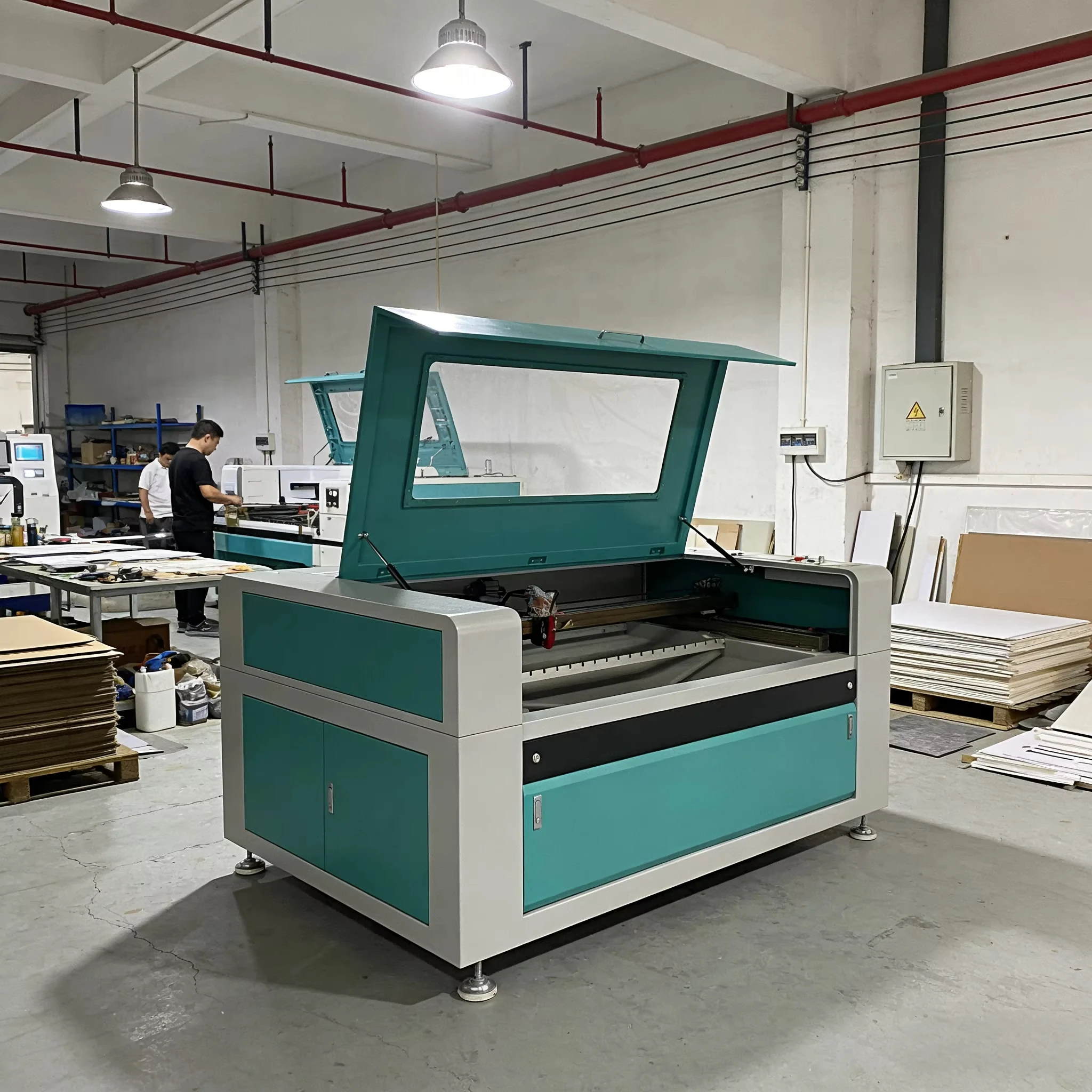 CO2 Laser Cutting Engraving Machine 100W/150W/300W 1410 Glass/Acrylic/Wood/Paper/Rubber/MDF/Dst AI/BMP/PLT 3-Axis Water Cooling