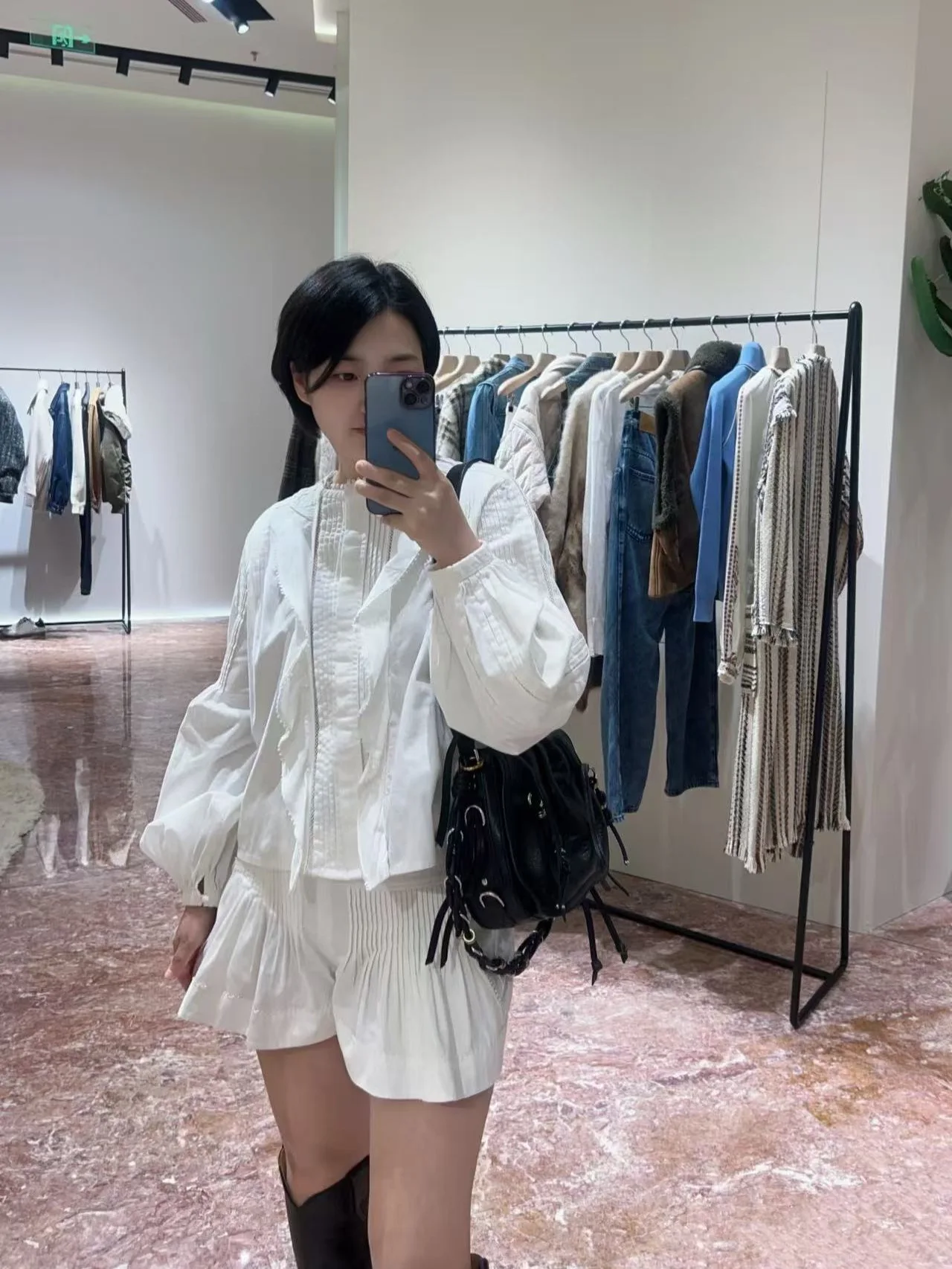 

Withered French Elegant Accordion Pleated Ruffled Round Neck Loose Shirt+casual Shorts For Women New Two Piece Set Women's