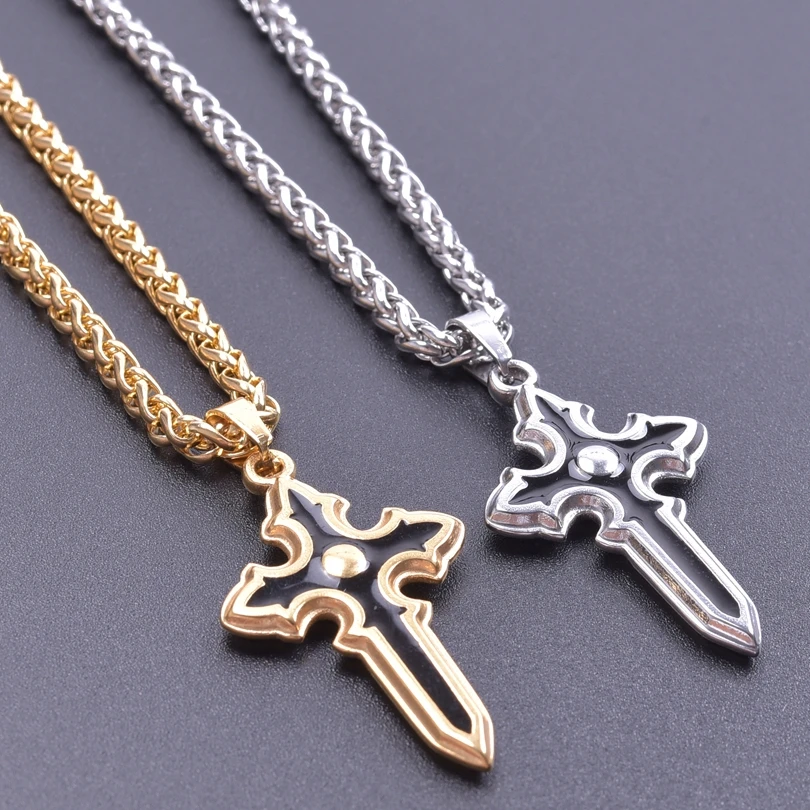 Never Fade Crosses Necklace Stainless Steel Charm Necklaces For Women/Men Accessories Vintage Jewelry Couple Gift Collar Hombre