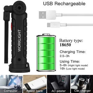 مصباح يدوي محمول جديد COB LED USB قابل لإعادة الشحن ضوء العمل مصباح يدوي مغناطيسي معلق مصباح مع بطارية مدمجة الشعلة التخييم أفضل 8 مصباح يدوي للعلاج بالألوان - No4